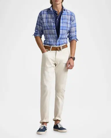 Polo Ralph Lauren Men's Classic-Fit Plaid Linen Sport Shirt | Thumbnail 2