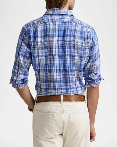 Polo Ralph Lauren Men's Classic-Fit Plaid Linen Sport Shirt | Thumbnail 3