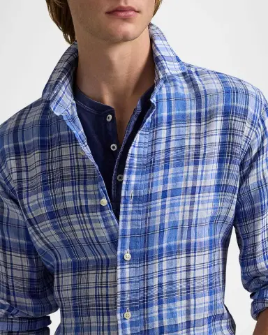 Polo Ralph Lauren Men's Classic-Fit Plaid Linen Sport Shirt | Thumbnail 5