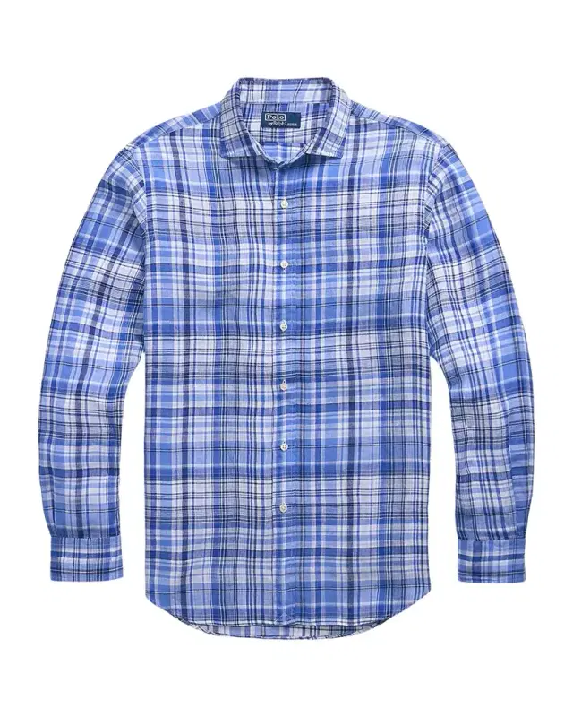 Men 's Classic-Fit Plaid Linen Sport Shirt