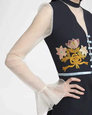 Valentino Garavani Embroidered Crepe Couture Mini Dress | Thumbnail 5 Valentino Garavani Embroidered Crepe Couture Mini Dress | Thumbnail 5