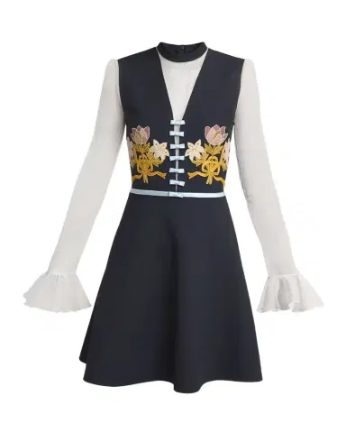 Valentino Garavani Embroidered Crepe Couture Mini Dress | Thumbnail 1 Valentino Garavani Embroidered Crepe Couture Mini Dress | Thumbnail 1