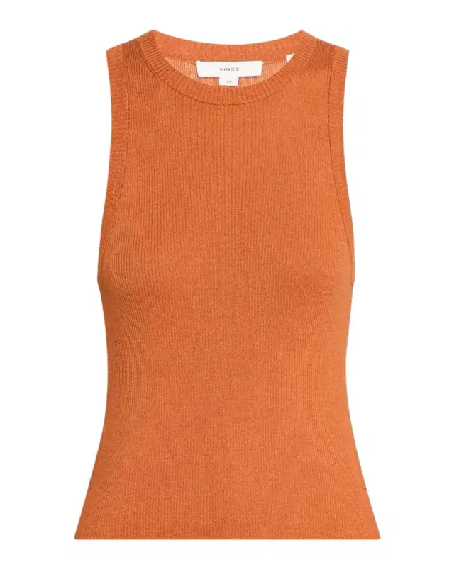 Vince High-Neck Cashmere-Silk Tank Top