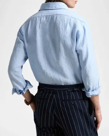 Polo Ralph Lauren Men's Classic-Fit Linen Casual Button-Down Shirt | Thumbnail 3 Polo Ralph Lauren Men's Classic-Fit Linen Casual Button-Down Shirt | Thumbnail 3