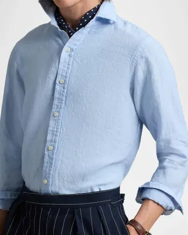 Polo Ralph Lauren Men's Classic-Fit Linen Casual Button-Down Shirt | Thumbnail 5 Polo Ralph Lauren Men's Classic-Fit Linen Casual Button-Down Shirt | Thumbnail 5