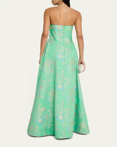 Rickie Freeman for Teri Jon Strapless Metallic Floral Jacquard Gown | Thumbnail 3 Rickie Freeman for Teri Jon Strapless Metallic Floral Jacquard Gown | Thumbnail 3