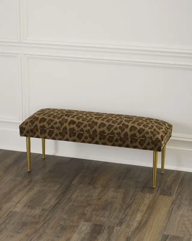 Haute House Kylee Leopard Bench, 42"