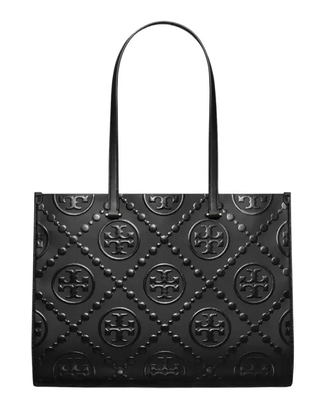 T Monogram Embossed Leather Tote Bag T Monogram Embossed Leather Tote Bag