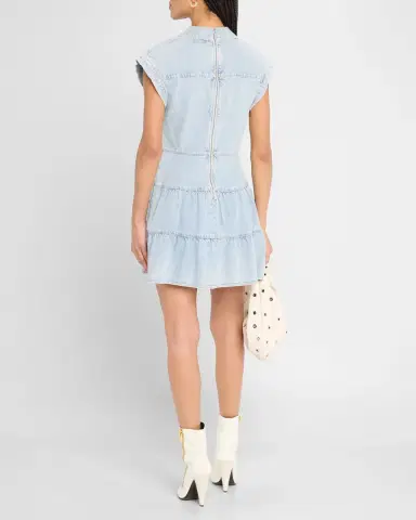 Alice + Olivia Mila Deep V Twist Denim Mini Dress | Thumbnail 3 Alice + Olivia Mila Deep V Twist Denim Mini Dress | Thumbnail 3