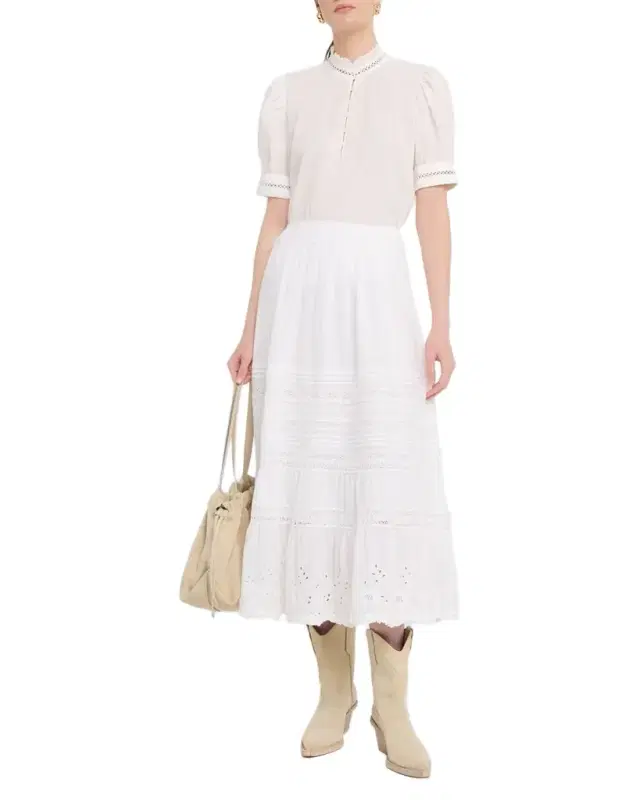 Lace-Trim Cotton Voile Skirt