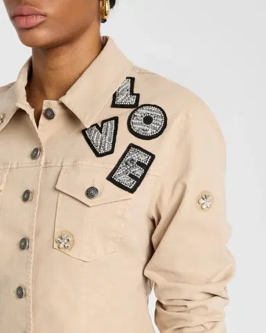 Cinq à Sept Canyon Embellished Scrunched Denim Jacket | Thumbnail 5