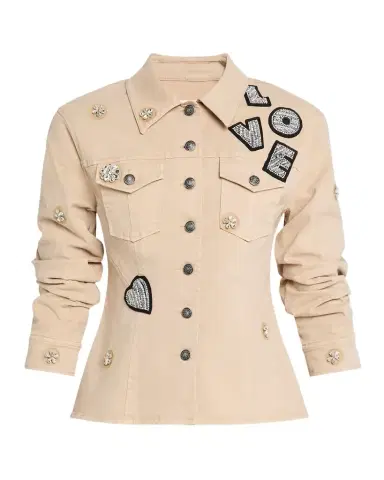 Cinq à Sept Canyon Embellished Scrunched Denim Jacket | Thumbnail 1