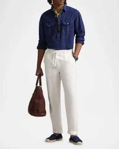 Polo Ralph Lauren Men's Prepster Slim Tapered Linen Pants | Thumbnail 2 Polo Ralph Lauren Men's Prepster Slim Tapered Linen Pants | Thumbnail 2