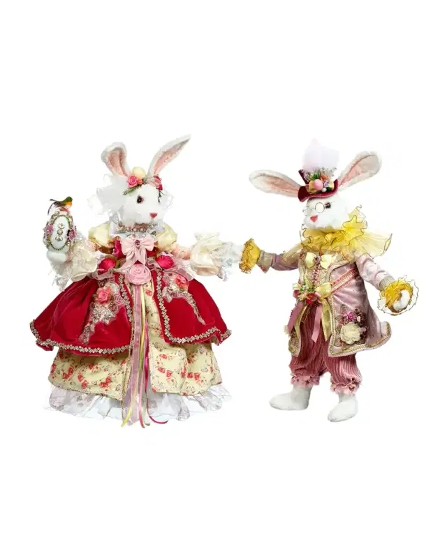 Mark Roberts Mr. & Mrs. Cotton Tail Rabbits, Set of 2