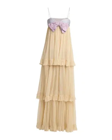 Valentino Garavani Crystal Creponne Bow Tiered Chiffon Babydoll Gown | Thumbnail 1