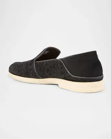Santoni Men's Theo Woven Suede Loafers | Thumbnail 3