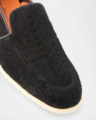 Santoni Men's Theo Woven Suede Loafers | Thumbnail 5