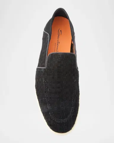 Santoni Men's Theo Woven Suede Loafers | Thumbnail 6