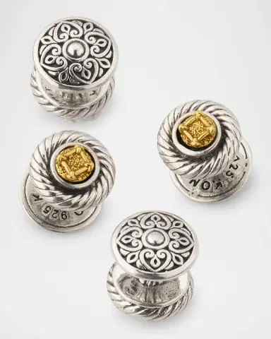 Konstantino Men 's Kavos Sterling Silver and Bronze Tuxedo Stud Set | Thumbnail 2