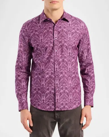 Robert Graham Men 's Highland Tonal Damask Sport Shirt | Thumbnail 3