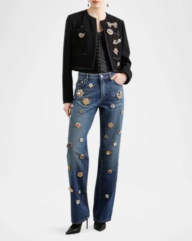 Dolce & Gabbana Adon Tavex Embellished Straight-Leg Jeans | Thumbnail 2
