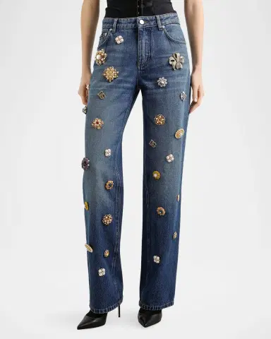 Dolce & Gabbana Adon Tavex Embellished Straight-Leg Jeans | Thumbnail 4