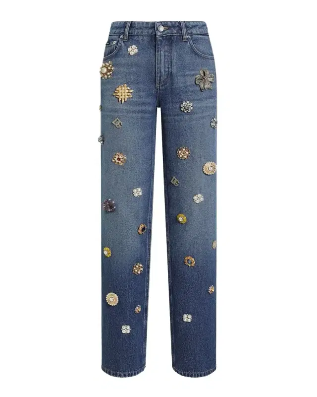 Dolce & Gabbana Adon Tavex Embellished Straight-Leg Jeans