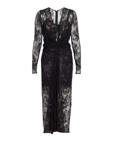 Dolce & Gabbana Plunging Twisted Chantilly Lace Long-Sleeve Midi Dress | Thumbnail 1 Dolce & Gabbana Plunging Twisted Chantilly Lace Long-Sleeve Midi Dress | Thumbnail 1