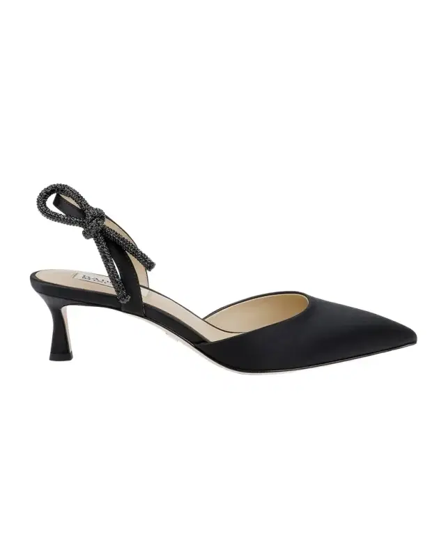 Gentry Embellished Bow Kitten-Heel Halter Pumps