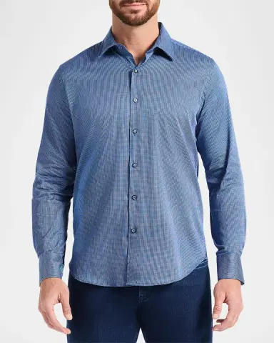 Robert Graham Men's Cortland Micro-Check Stretch Sport Shirt | Thumbnail 4 Robert Graham Men's Cortland Micro-Check Stretch Sport Shirt | Thumbnail 4
