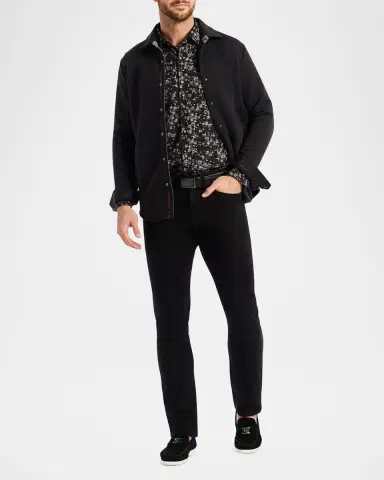 Robert Graham Men 's Downey Jacquard Scallop Knit Shirt Jacket | Thumbnail 2
