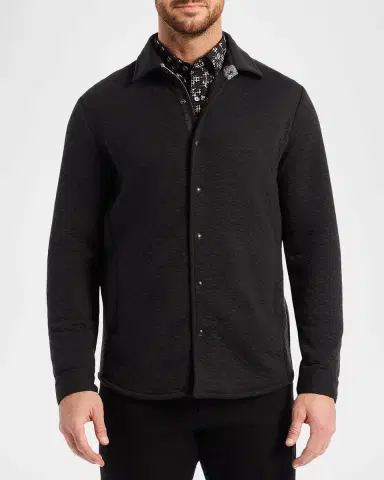 Robert Graham Men 's Downey Jacquard Scallop Knit Shirt Jacket | Thumbnail 4