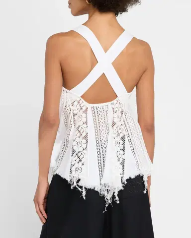 Loewe Anagram Lace Frayed Sleeveless Top | Thumbnail 3