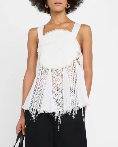 Loewe Anagram Lace Frayed Sleeveless Top | Thumbnail 4