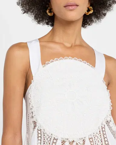 Loewe Anagram Lace Frayed Sleeveless Top | Thumbnail 6