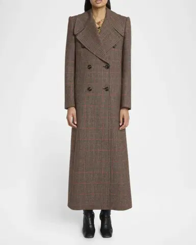 Chloé Plaid Double-Breasted Long Coat | Thumbnail 2 Chloé Plaid Double-Breasted Long Coat | Thumbnail 2