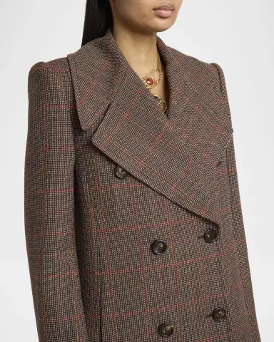 Chloé Plaid Double-Breasted Long Coat | Thumbnail 5 Chloé Plaid Double-Breasted Long Coat | Thumbnail 5