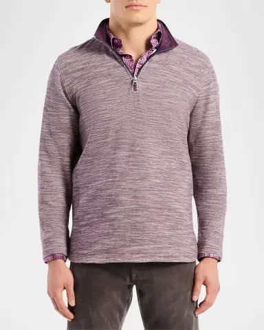 Robert Graham Men's Heathered Knit Quarter-Zip Sweater | Thumbnail 4