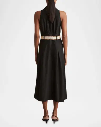 Reiss Annie Pleated Button-Down Linen Midi Dress | Thumbnail 2 Reiss Annie Pleated Button-Down Linen Midi Dress | Thumbnail 2