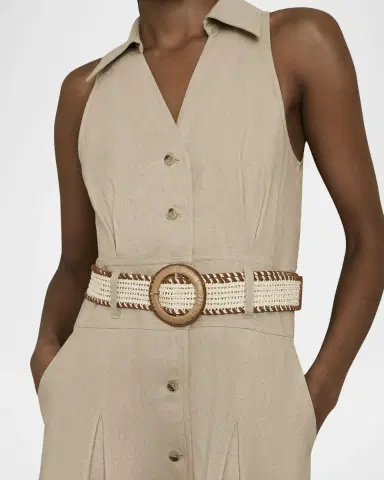 Reiss Annie Pleated Button-Down Linen Midi Dress | Thumbnail 7 Reiss Annie Pleated Button-Down Linen Midi Dress | Thumbnail 7