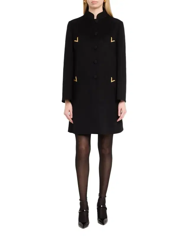 VLogo Single-Breasted Wool-Cashmere Coat
