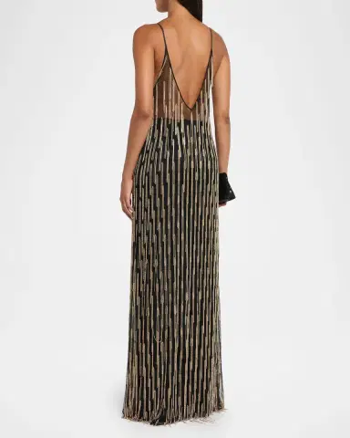 LAPOINTE Sheer Rhinestone Fringe Cami Top | Thumbnail 2
