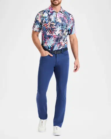 Robert Graham Men 's Palm Dreams Multicolor Stretch Knit Polo Shirt | Thumbnail 2