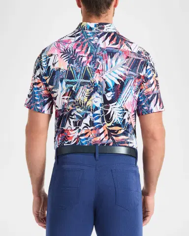 Robert Graham Men 's Palm Dreams Multicolor Stretch Knit Polo Shirt | Thumbnail 3
