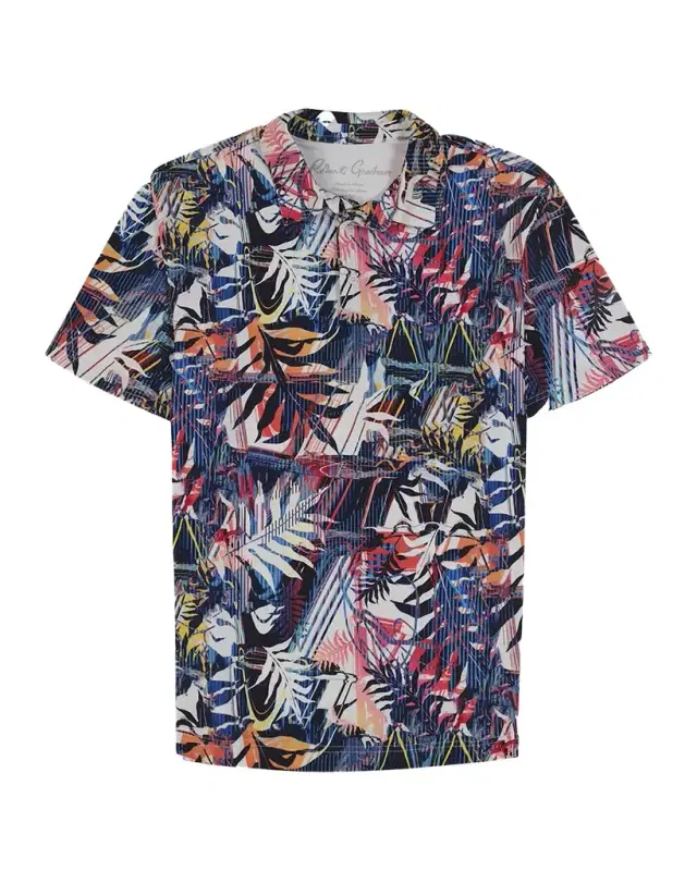 Men 's Palm Dreams Multicolor Stretch Knit Polo Shirt