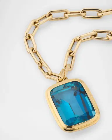 Goshwara Manhattan 18K Yellow Gold London Blue Topaz Cushion Cut Pendant Necklace, 18"L | Thumbnail 3 Goshwara Manhattan 18K Yellow Gold London Blue Topaz Cushion Cut Pendant Necklace, 18"L | Thumbnail 3