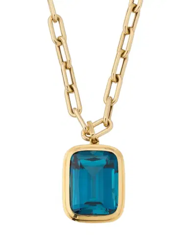 Goshwara Manhattan 18K Yellow Gold London Blue Topaz Cushion Cut Pendant Necklace, 18"L | Thumbnail 1 Goshwara Manhattan 18K Yellow Gold London Blue Topaz Cushion Cut Pendant Necklace, 18"L | Thumbnail 1