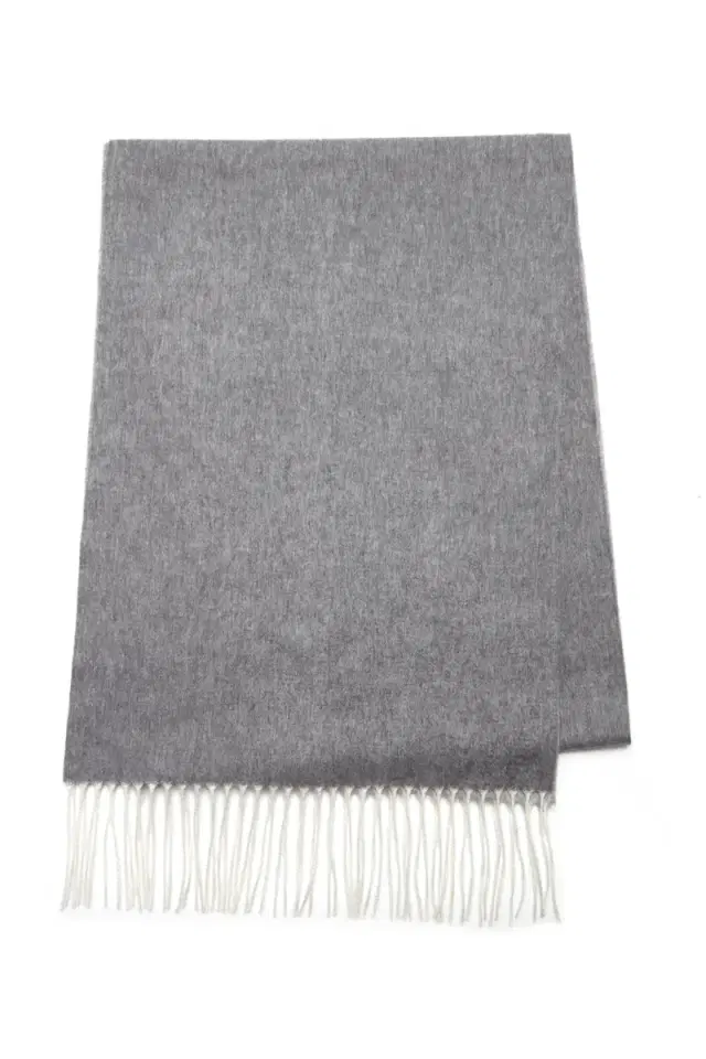 Blaine Scarf in Light Grey Melange Silk Cashmere