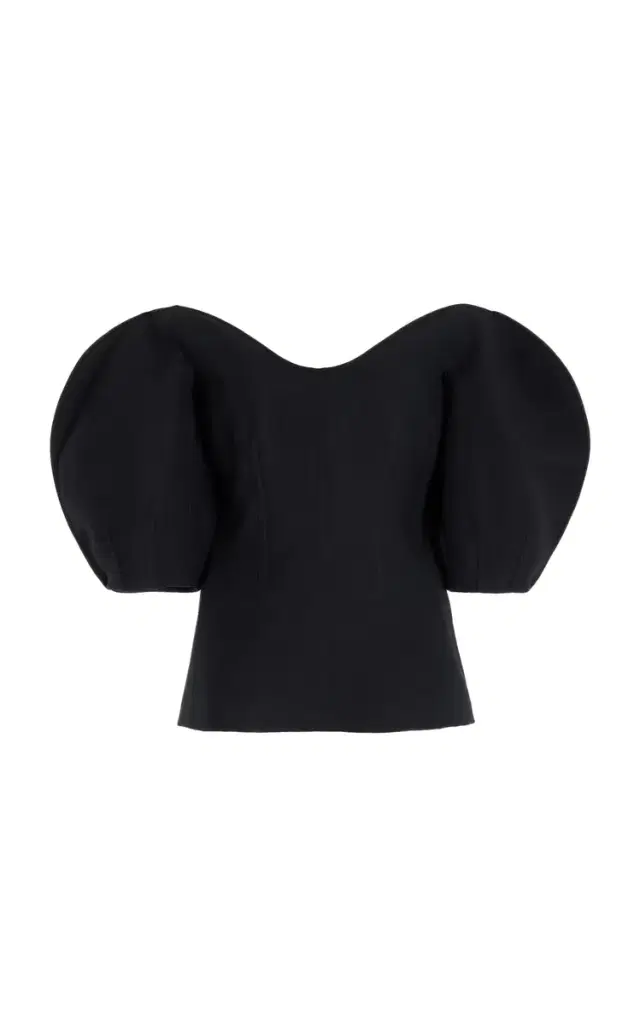 Bartlet Top in Black Wool Silk Cady