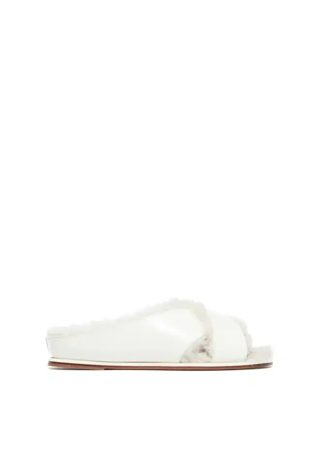 Ellington Flat Slide in Cream Wool Fur